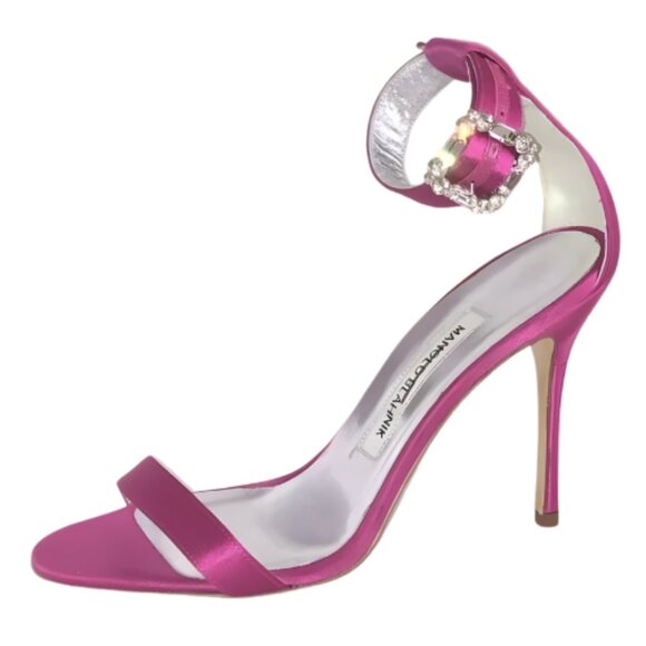 Manolo Blahnik Eufida Pink Sandal Crystal Buckle